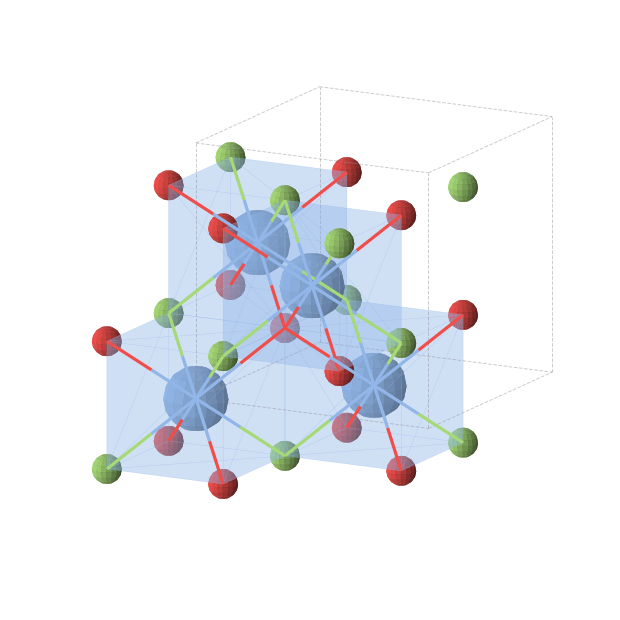 Crystal structure of AcOF (cubic, F-43m (No. 216))
