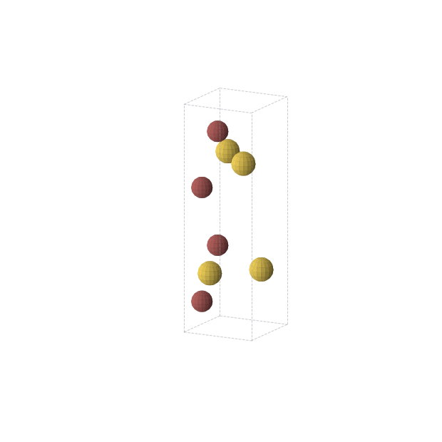 Crystal structure of AuBr (tetragonal, P42/ncm (No. 138))