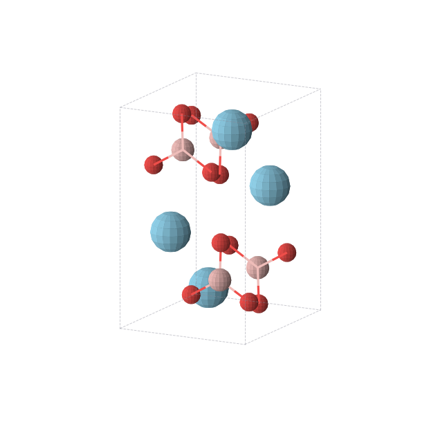 Crystal structure of B2La2O6 (orthorhombic, Pnma (No. 62))