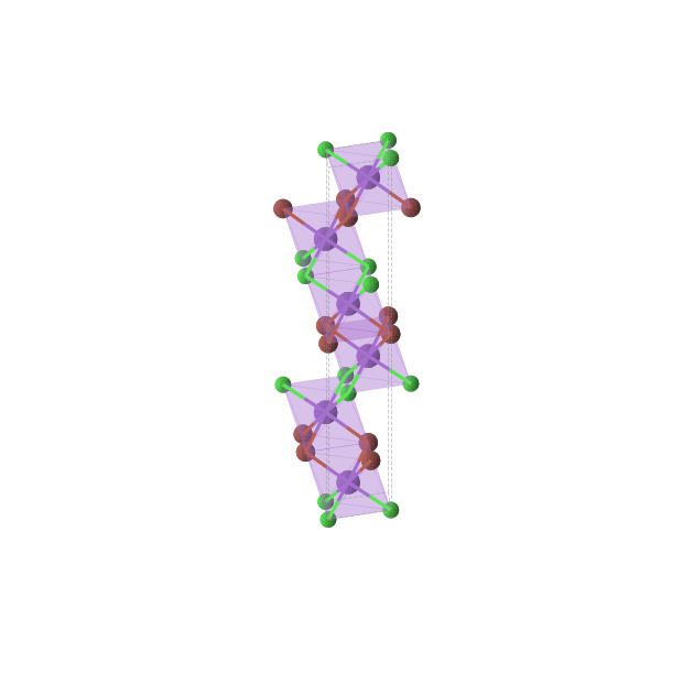 Crystal structure of Br1Cl1K2 (trigonal, R-3m (No. 166))
