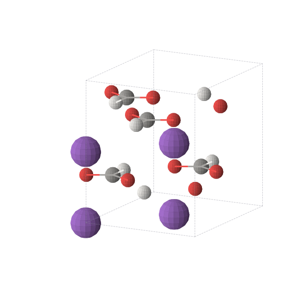 Crystal structure of KHCO2 (monoclinic, P21/c (No. 14))