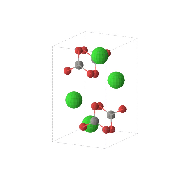 Crystal structure of SrCO3 (orthorhombic, Pnma (No. 62))