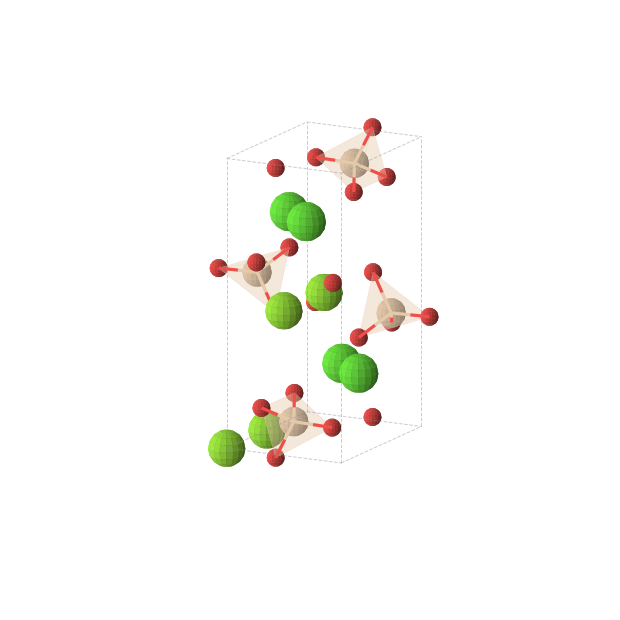 Crystal structure of CaMgSiO4 (orthorhombic, Pnma (No. 62))