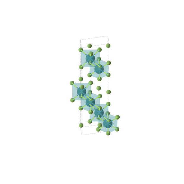 Crystal structure of RhF3 (trigonal, R-3c (No. 167))