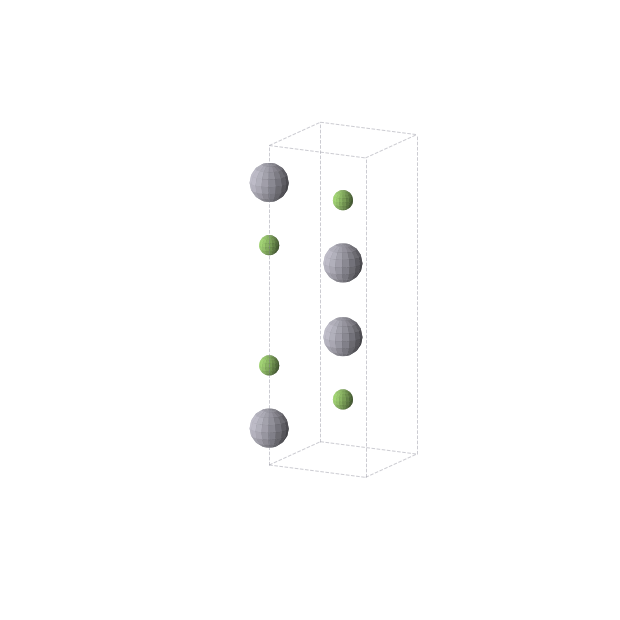 Crystal structure of HgF (tetragonal, I4/mmm (No. 139))