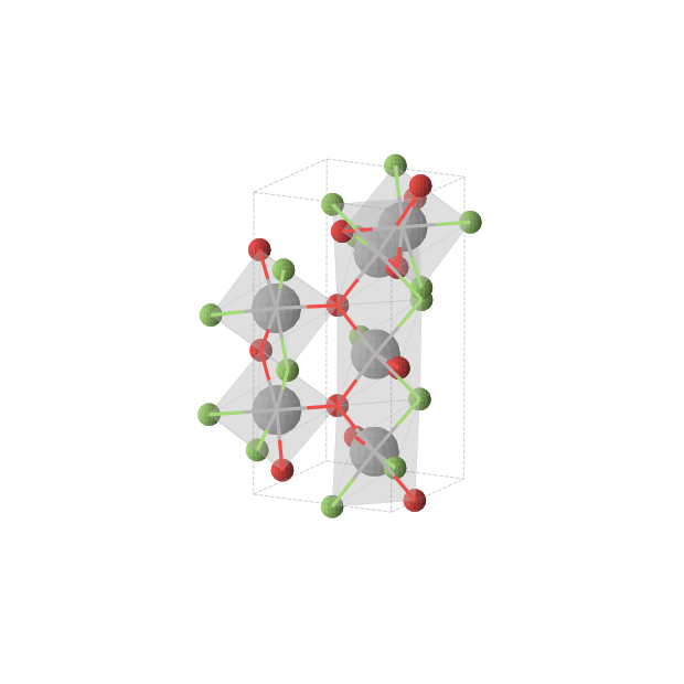Crystal structure of VOF (monoclinic, P21 (No. 4))