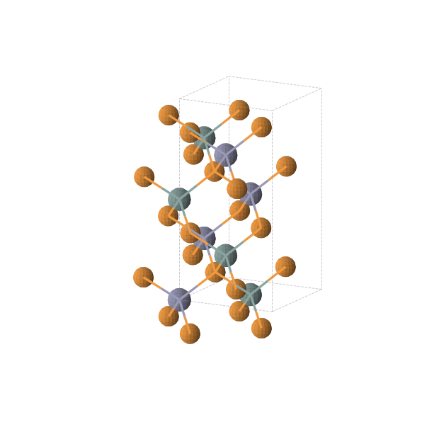 Crystal structure of Ge1P2Zn1 (tetragonal, I-42d (No. 122))