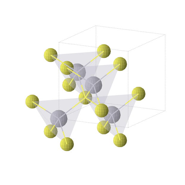 Crystal structure of HgS (cubic, F-43m (No. 216))