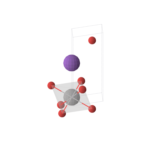 Crystal structure of KVO2 (trigonal, P-3m1 (No. 164))