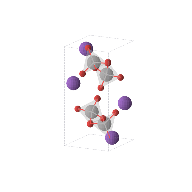 Crystal structure of KVO3 (orthorhombic, Pbcm (No. 57))