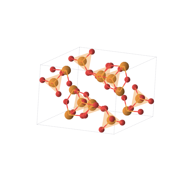 Crystal structure of PO2 (monoclinic, C2/c (No. 15))