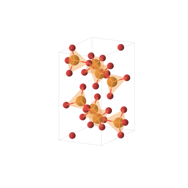 Crystal structure of P2O5 (orthorhombic, Pnma (No. 62))