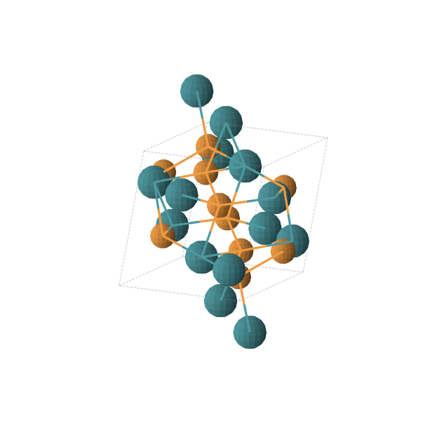Crystal structure of P2Rh (monoclinic, P21/c (No. 14))