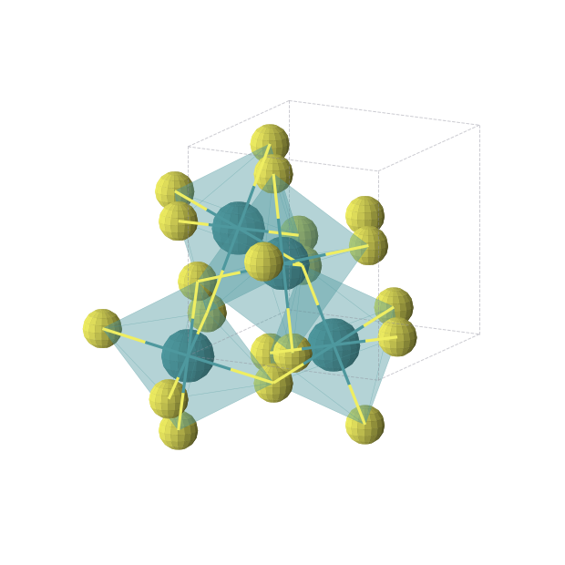 Crystal structure of RhS2 (cubic, Pa-3 (No. 205))